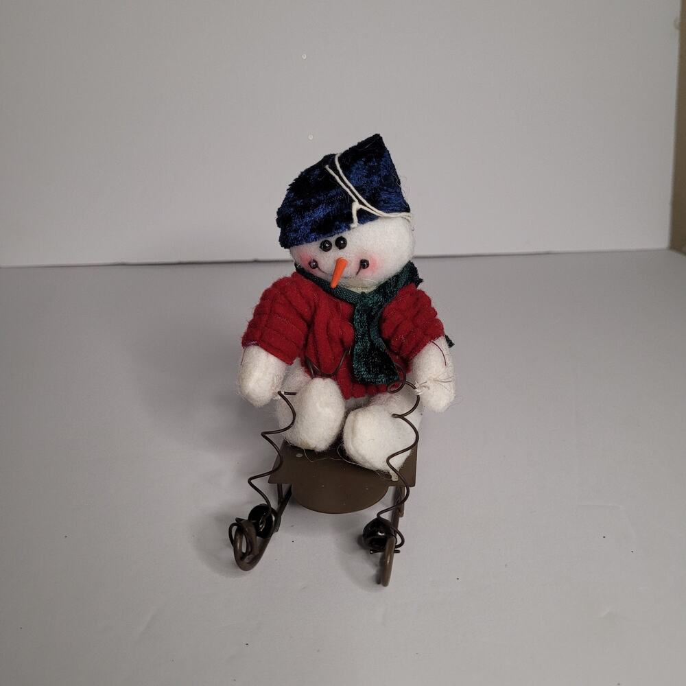 Festive Snowman on Sled Ornament - Holiday Decor